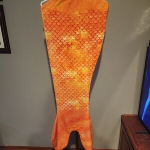 Orange Mermaid Tail Blanket for Kids - Plush Cozy Sleep Sack
